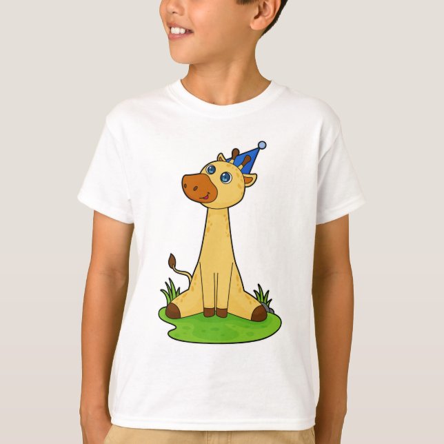 Giraffe with Party hat T-Shirt (Front)