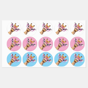 Giraffe with Pink Glasses Sticker Set Cute Animal 