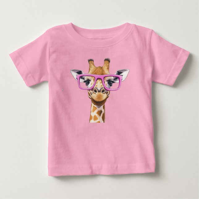 Giraffe with Pink Glasses T-Shirt (Front)