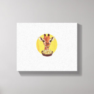 Giraffe With Popcorn Cartoon Animal Humour  Canvas Print
