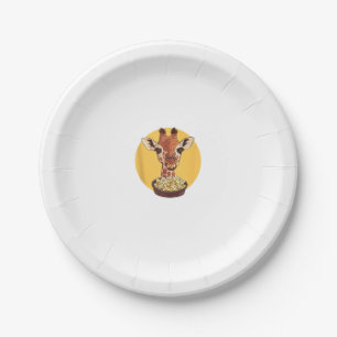 Giraffe With Popcorn Cartoon Animal Humour  Paper Plate