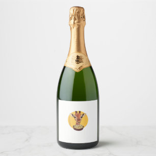 Giraffe With Popcorn Cartoon Animal Humour Sparkling Wine Label