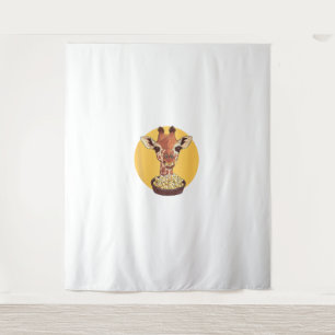 Giraffe With Popcorn Cartoon Animal Humour Tapestry
