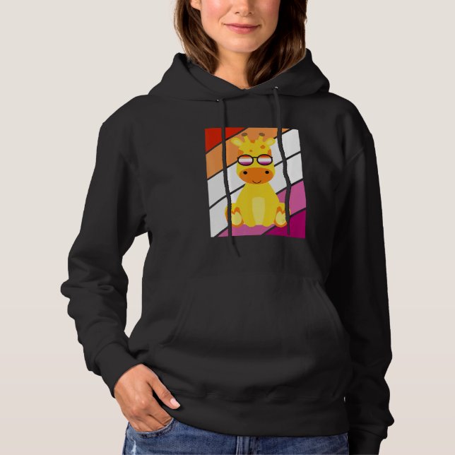 Giraffe With Pride Lesbian Flag LGBTQ Proud Ally P Hoodie (Front)