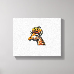 Giraffe with Pumpkin Hat Halloween Design  Canvas Print