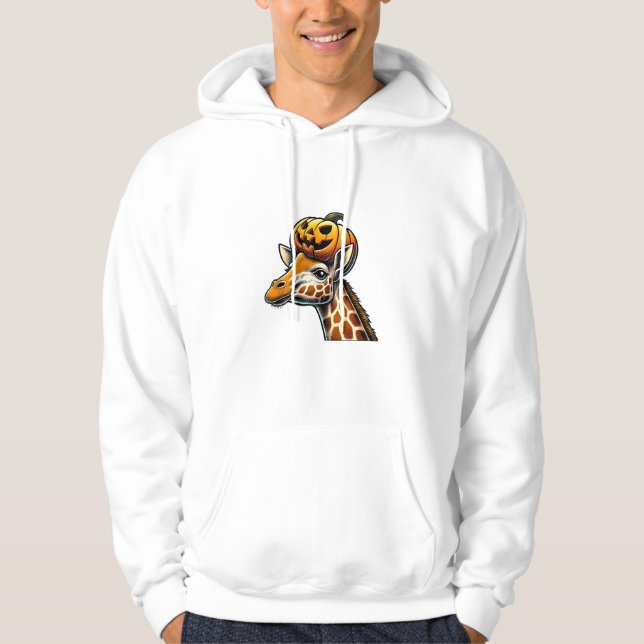 Giraffe with Pumpkin Hat Halloween Design  Hoodie (Front)