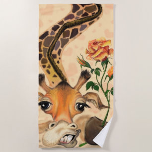 Giraffe with Rose Beach Towel Fun - Gentleman