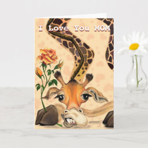 Giraffe with Rose Funny Mother's Day Card