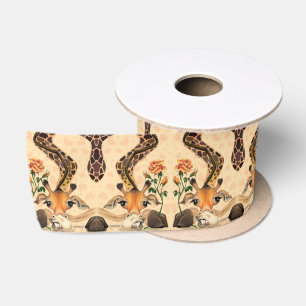 Giraffe with Rose Ribbon - Gentleman Satin Ribbon