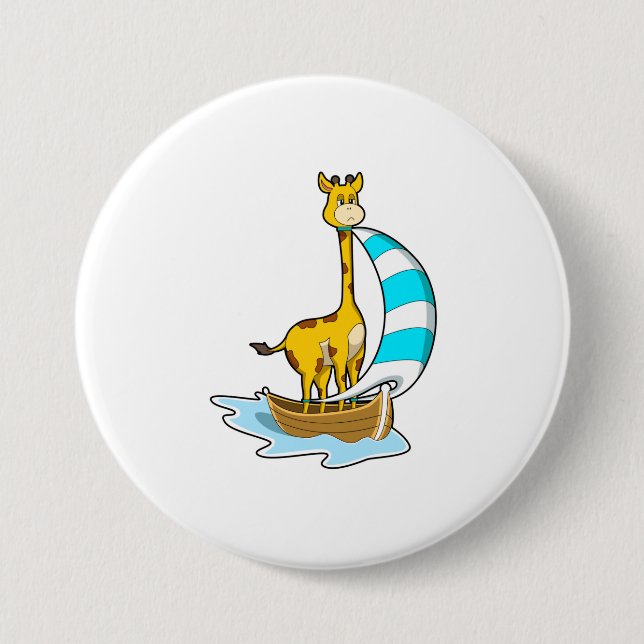 Giraffe with Sailing boat 7.5 Cm Round Badge (Front)