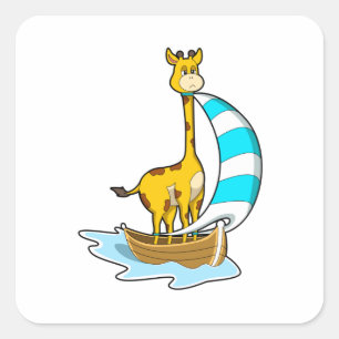 Giraffe with Sailing boat Square Sticker