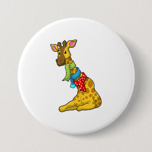Giraffe with Scarf 7.5 Cm Round Badge