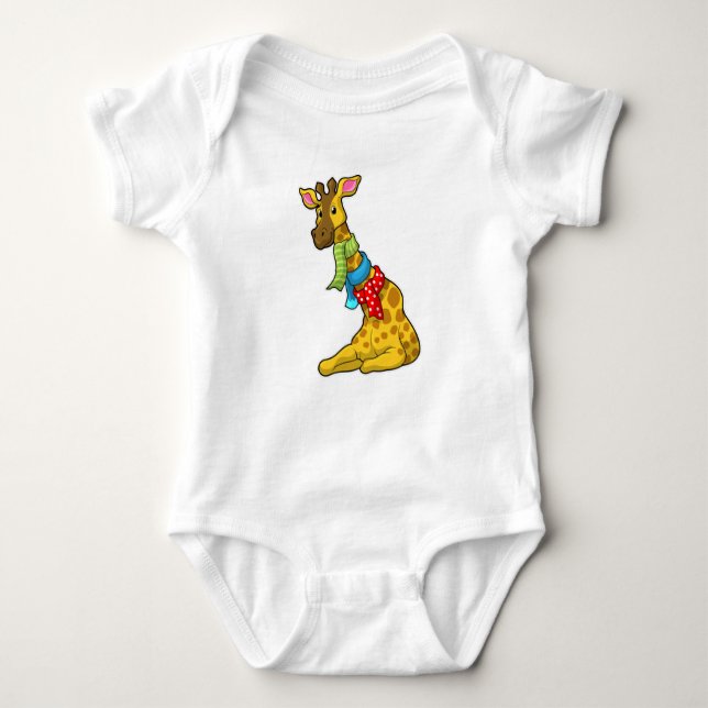 Giraffe with Scarf Baby Bodysuit (Front)