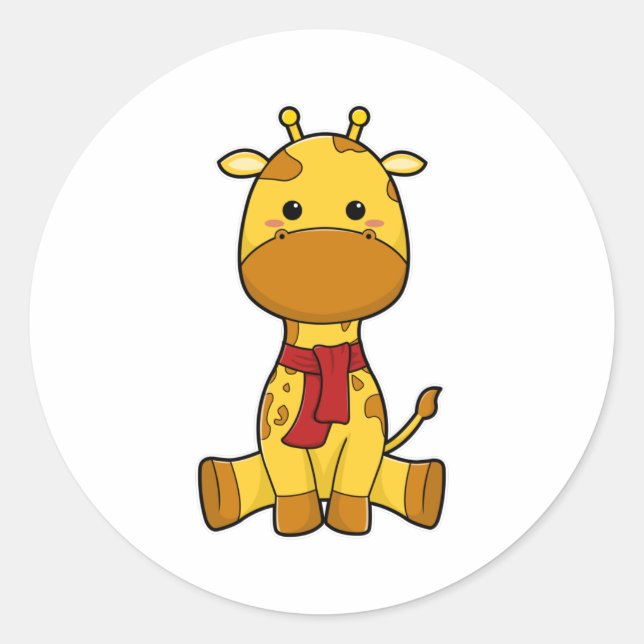 Giraffe with Scarf Classic Round Sticker (Front)