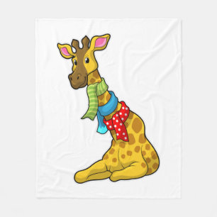 Giraffe with Scarf Fleece Blanket
