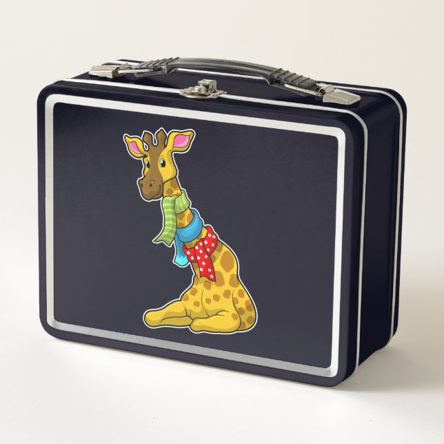 Giraffe with Scarf Metal Lunch Box (Front)