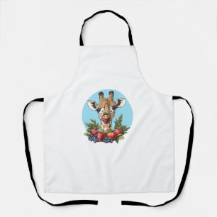 Giraffe With Strawberries Blueberries Apples Apron
