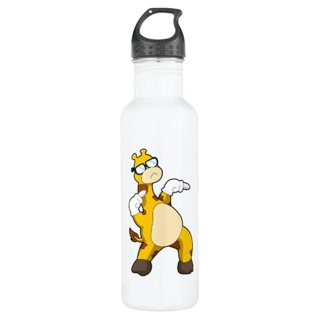 Giraffe with Sunglasses 710 Ml Water Bottle (Front)