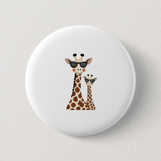 Giraffe with Sunglasses Jungle Safari Animal Giraf 6 Cm Round Badge (Front)
