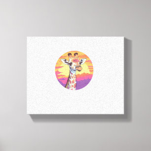 Giraffe With Sunset Safari Vibes Art   Canvas Print