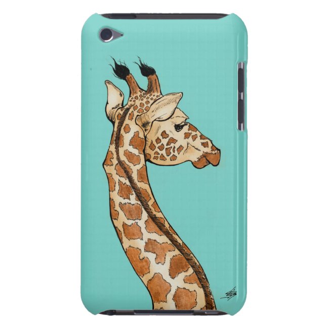 Giraffe with teal background iPod Case-Mate case (Back)