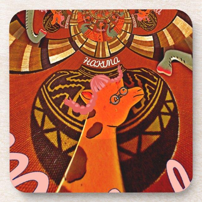 Giraffe with two ponytails art coaster (Front)