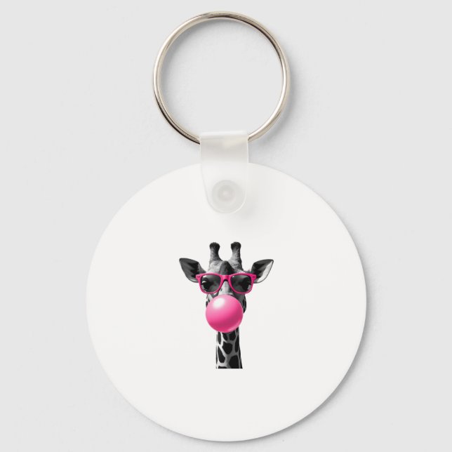 Giraffe Women Giraffe Face with Sunglasses Wild An Key Ring (Front)