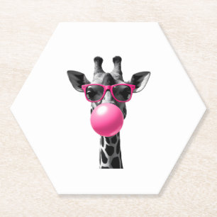 Giraffe Women Giraffe Face with Sunglasses Wild An Paper Coaster