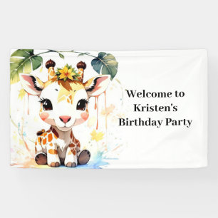 Giraffe Wonderland Baby Editable Birthday Banner