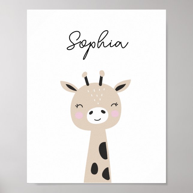 Giraffe Woodland Animal  Nursery Wall Art (Front)