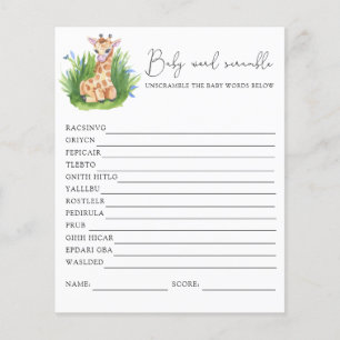 Giraffe Word Scramble Baby Shower Game