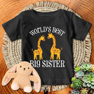 Giraffe 🦒 World's Best Big Sister   WHTXT Baby T-Shirt