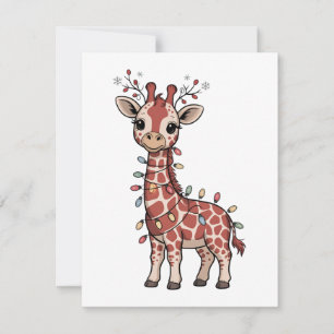 Giraffe Wrapped in Christmas Lights Animal Lovers Card