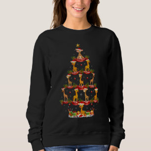 Giraffe   Xmas Holiday Santa Giraffe Christmas Tre Sweatshirt