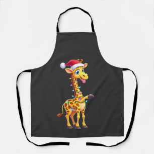 Giraffe Xmas Lighting Funny Santa Giraffe Christma Apron
