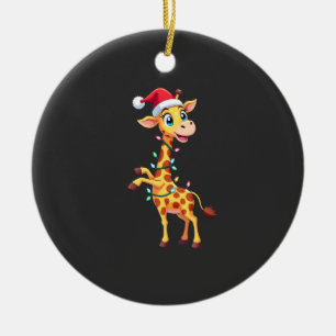 Giraffe Xmas Lighting Funny Santa Giraffe Christma Ceramic Tree Decoration