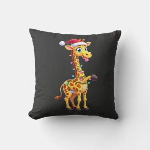 Giraffe Xmas Lighting Funny Santa Giraffe Christma Cushion