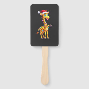 Giraffe Xmas Lighting Funny Santa Giraffe Christma Hand Fan