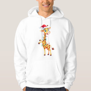Giraffe Xmas Lighting Funny Santa Giraffe Christma Hoodie