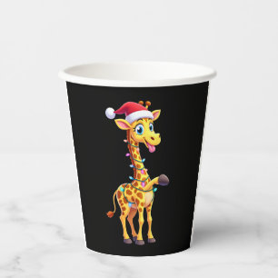 Giraffe Xmas Lighting Funny Santa Giraffe Christma Paper Cups