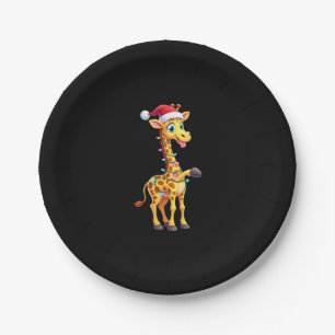 Giraffe Xmas Lighting Funny Santa Giraffe Christma Paper Plate