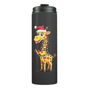 Giraffe Xmas Lighting Funny Santa Giraffe Christma Thermal Tumbler