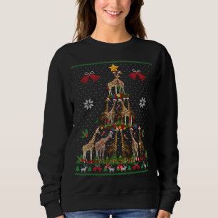 Giraffe Xmas Tree Light Santa Claus Holidays Chris Sweatshirt