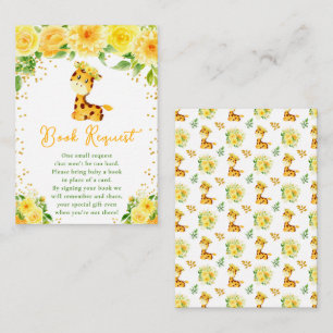 Giraffe Yellow Floral Baby Shower Book Request Enclosure Card