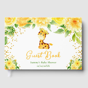 Giraffe Yellow Floral Baby Shower Guest Book