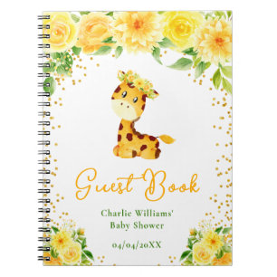 Giraffe Yellow Floral Baby Shower Guest Book