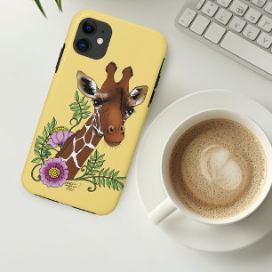 Giraffe Yellow Portrait Flowers Case-Mate iPhone Case