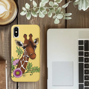 Giraffe Yellow Portrait Flowers Case-Mate iPhone Case