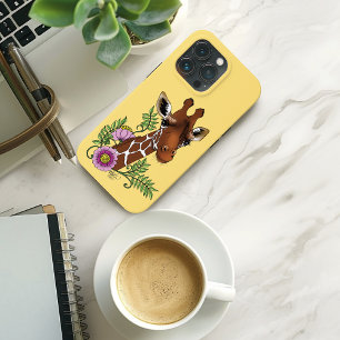 Giraffe Yellow Portrait Flowers iPhone 13 Pro Case