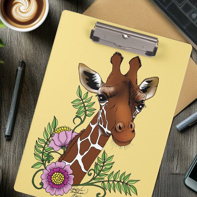 Giraffe Yellow Portrait Flowers Clipboard (Creator Uploaded)